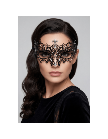 Masque vénitien Chiara rigide noir avec strass  