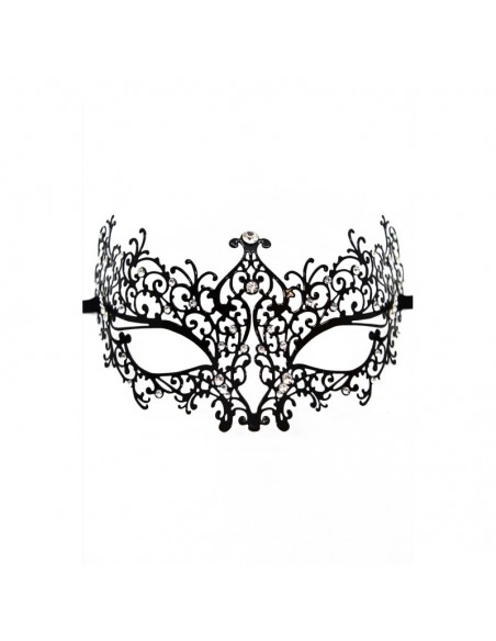 Masque vénitien Chiara rigide noir avec strass  