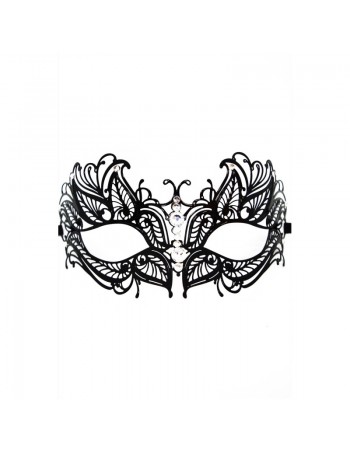 Masque vénitien Greta rigide noir avec strass   2