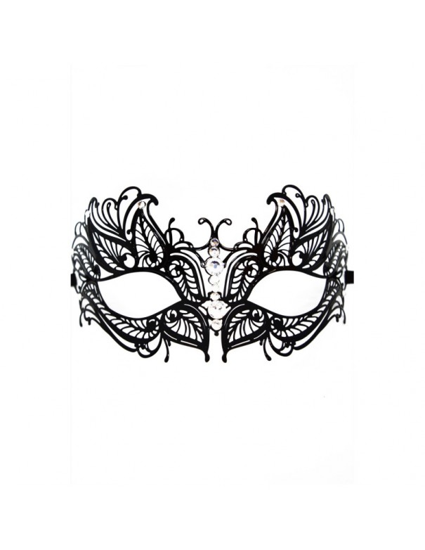 Masque vénitien Greta rigide noir avec strass  