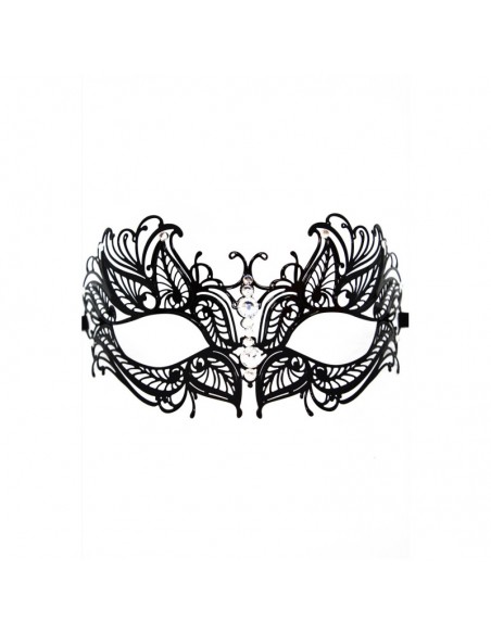 Masque vénitien Greta rigide noir avec strass  
