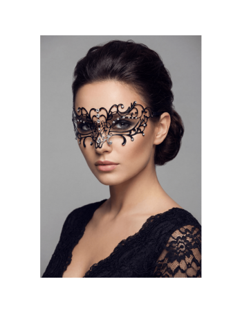 Masque vénitien Elena rigide noir  avec strass  