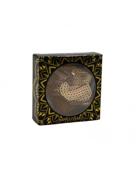 Paire de cache tétons adhésifs étoile pailletée sequin doré 