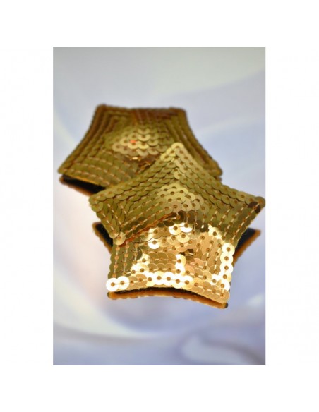 Paire de cache tétons adhésifs étoile pailletée sequin doré 