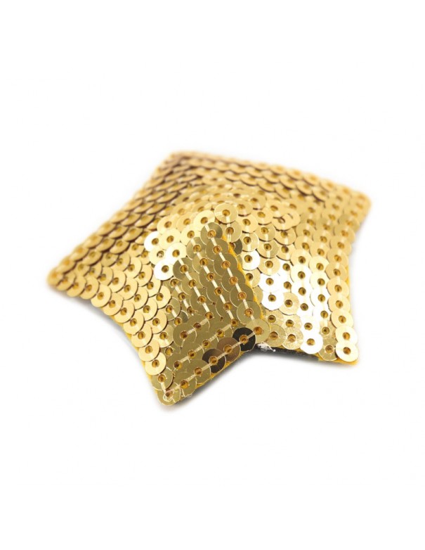 Paire de cache tétons adhésifs étoile pailletée sequin doré 