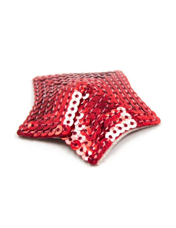 Paire de cache tétons adhésifs étoile pailletée sequin rouge 