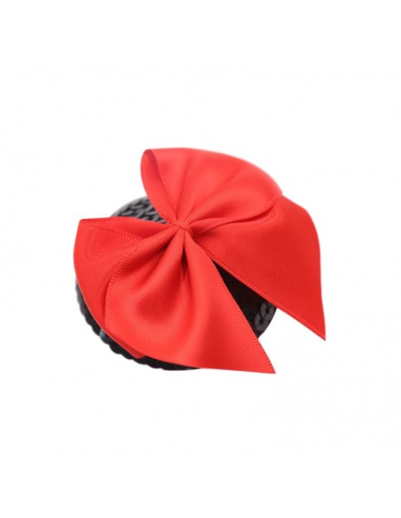 Paire de cache tétons adhésifs noir avec nœud papillon rouge 