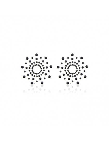 Paire de cache tétons adhésifs strass noir 