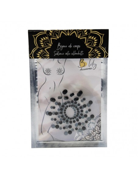 Paire de cache tétons adhésifs strass noir 