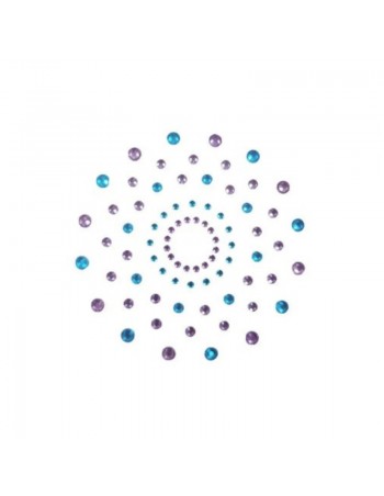Paire de cache tétons adhésifs strass bleu et violet  2
