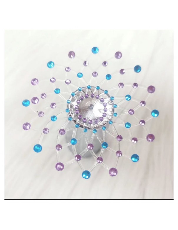 Paire de cache tétons adhésifs strass bleu et violet 