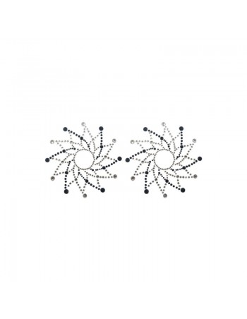 Paire de cache tétons adhésifs strass noir et blanc 