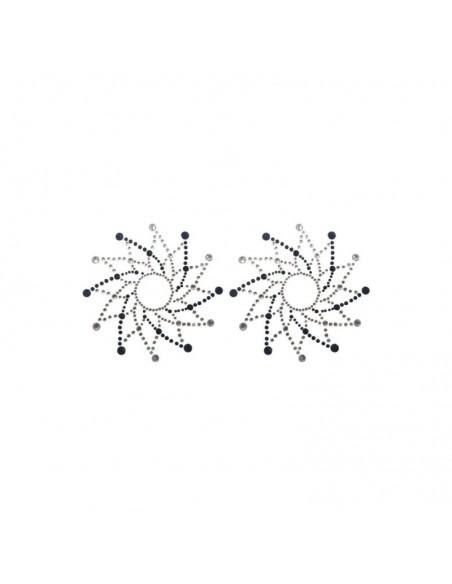 Paire de cache tétons adhésifs strass noir et blanc 