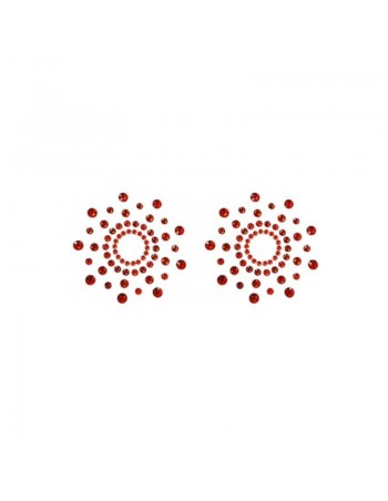 Paire de cache tétons adhésifs strass rouge 