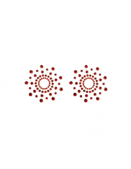 Paire de cache tétons adhésifs strass rouge 