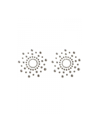 Paire de cache tétons adhésifs strass blanc 