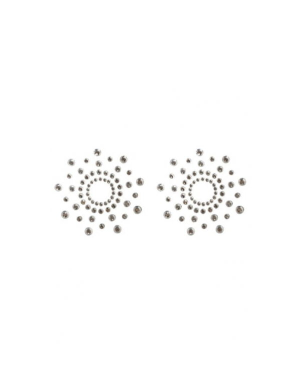 Paire de cache tétons adhésifs strass blanc 