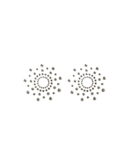 Paire de cache tétons adhésifs strass blanc 