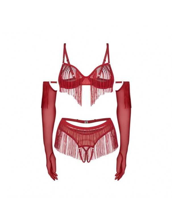 Rossay ensemble ouvert 4 pièces - Rouge