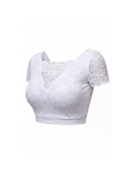 Top sexy court blanc bi matière réversible