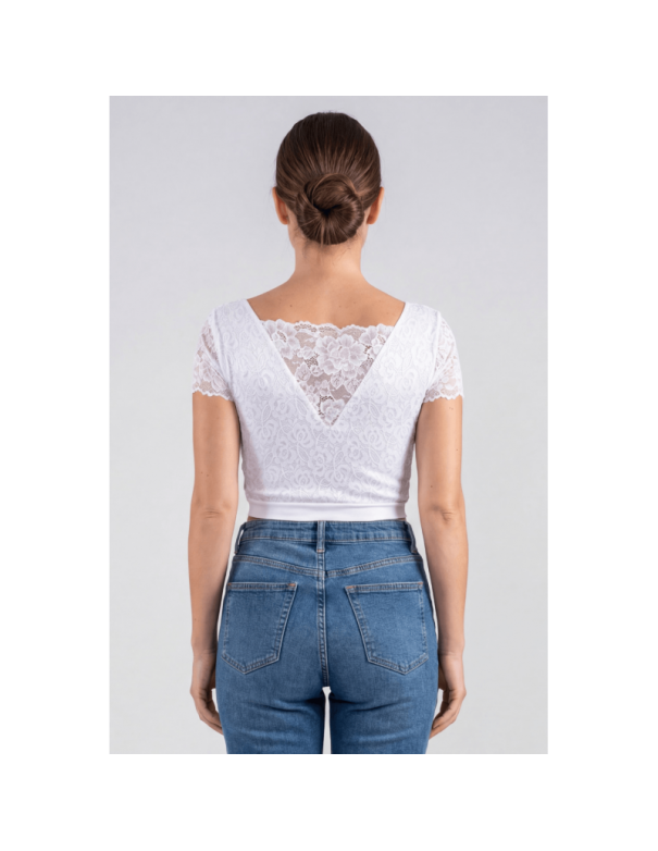 Top sexy court blanc bi matière réversible