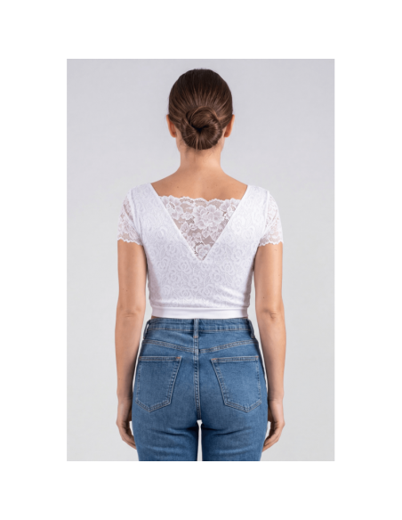 Top sexy court blanc bi matière réversible