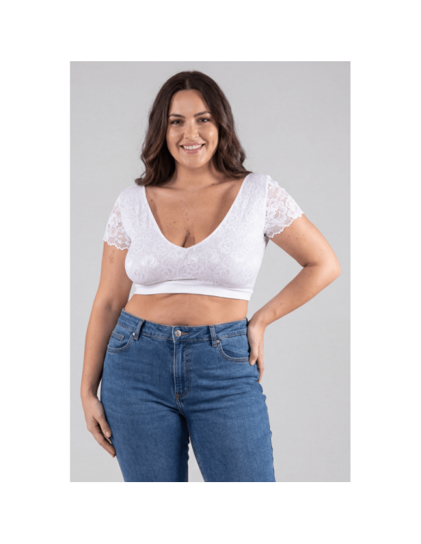 Top sexy court blanc bi matière réversible