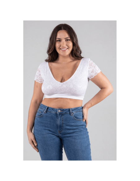 Top sexy court blanc bi matière réversible