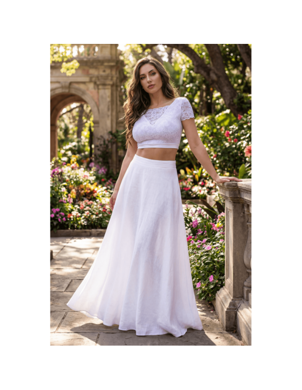 Top sexy court blanc bi matière réversible
