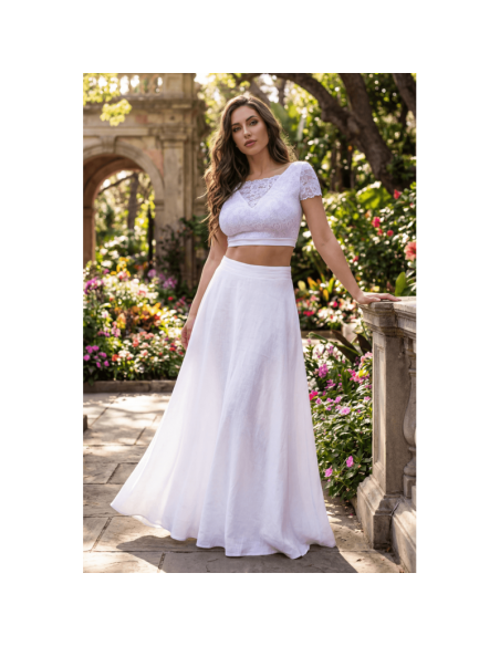 Top sexy court blanc bi matière réversible