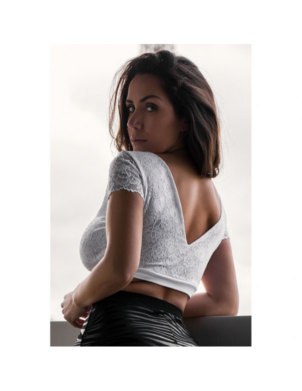 Top sexy court blanc bi matière réversible