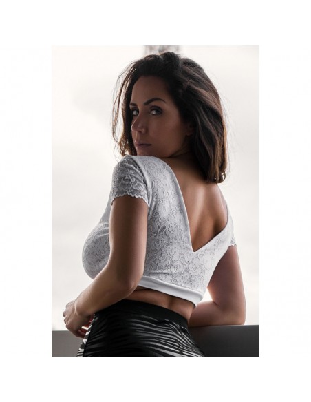 Top sexy court blanc bi matière réversible