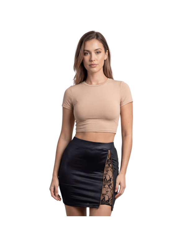 Jupe courte noire Kyra avec zip fonctionnel sur le côté