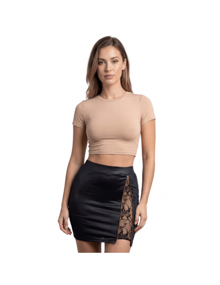 Jupe courte noire Kyra avec zip fonctionnel sur le côté