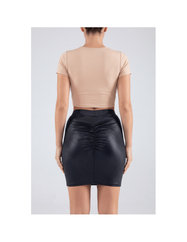 Jupe courte noire Kyra avec zip fonctionnel sur le côté