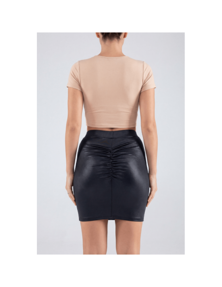 Jupe courte noire Kyra avec zip fonctionnel sur le côté