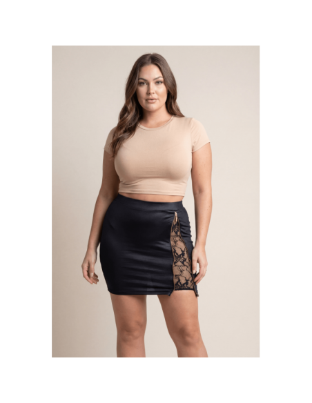 Jupe courte noire Kyra avec zip fonctionnel sur le côté