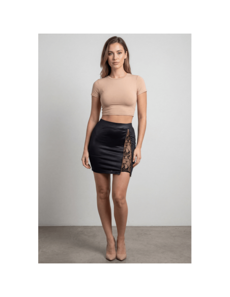 Jupe courte noire Kyra avec zip fonctionnel sur le côté