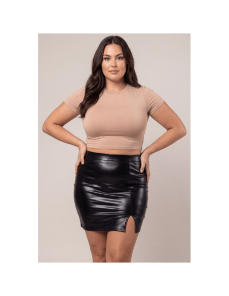 Jupe sexy longue noire wetlook Inaya