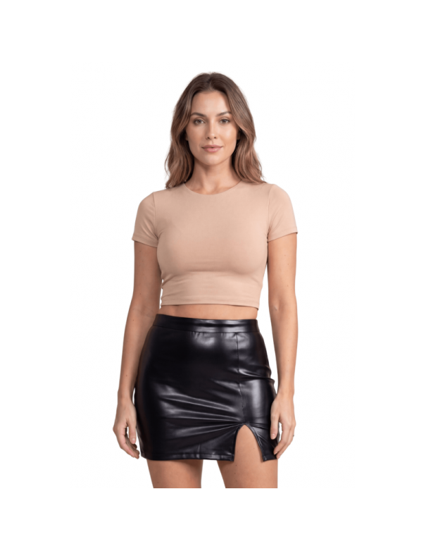 Jupe sexy courte noire wetlook Alessia