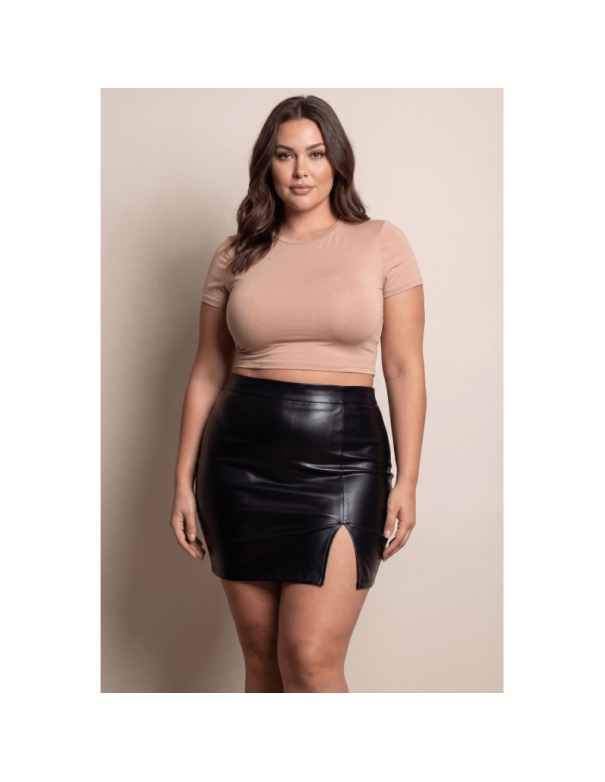 Jupe sexy courte noire wetlook Alessia