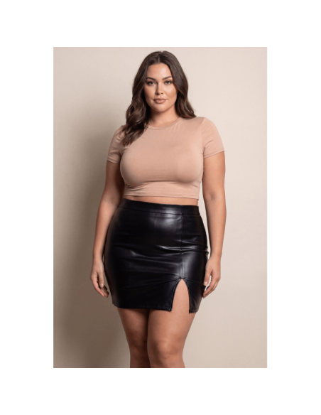Jupe sexy courte noire wetlook Alessia