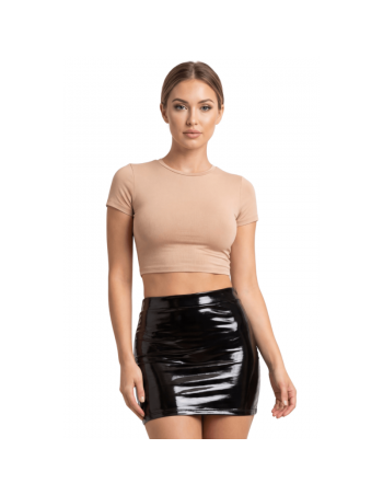 Jupe noire en simili cuir avec zip Lara