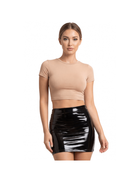 Jupe noire en simili cuir avec zip Lara