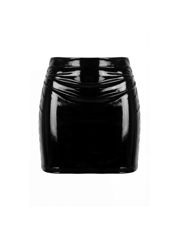 Jupe noire en simili cuir avec zip Lara