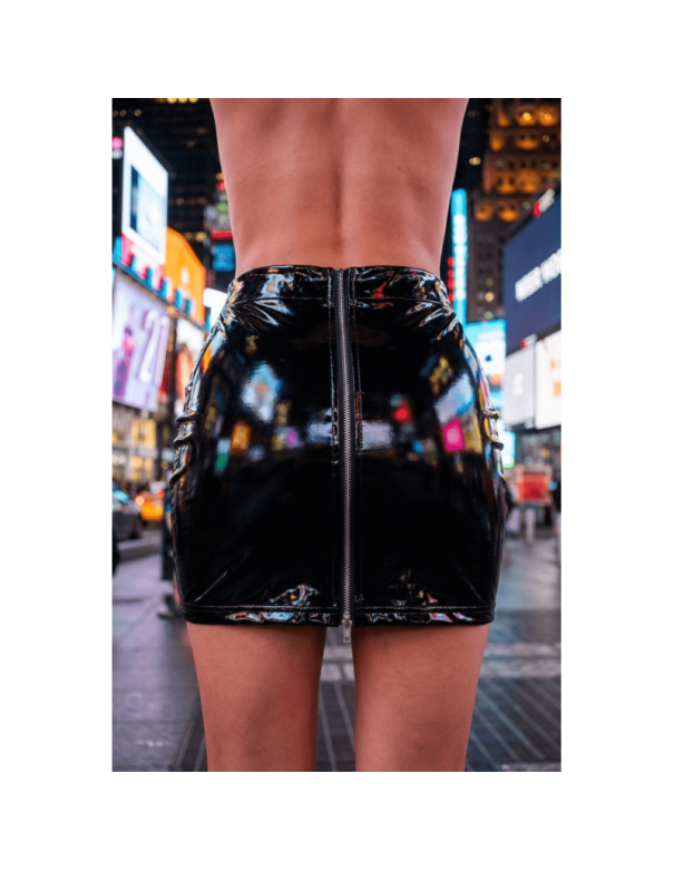 Jupe noire en simili cuir avec zip Lara