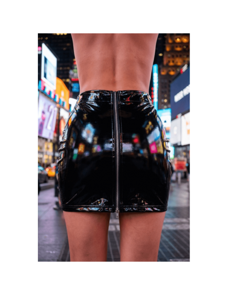Jupe noire en simili cuir avec zip Lara