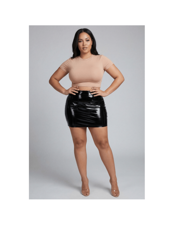 Jupe noire en simili cuir avec zip Lara