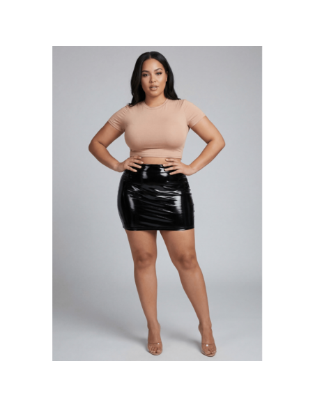 Jupe noire en simili cuir avec zip Lara
