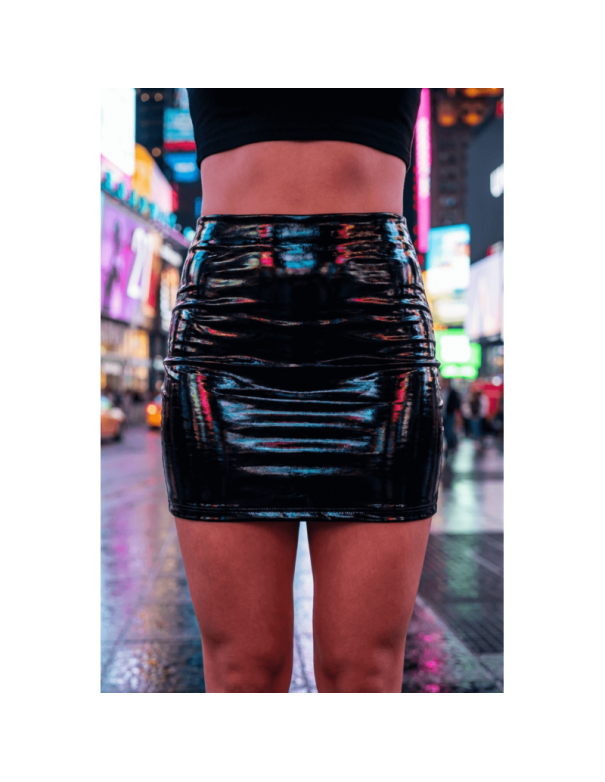 Jupe noire en simili cuir avec zip Lara